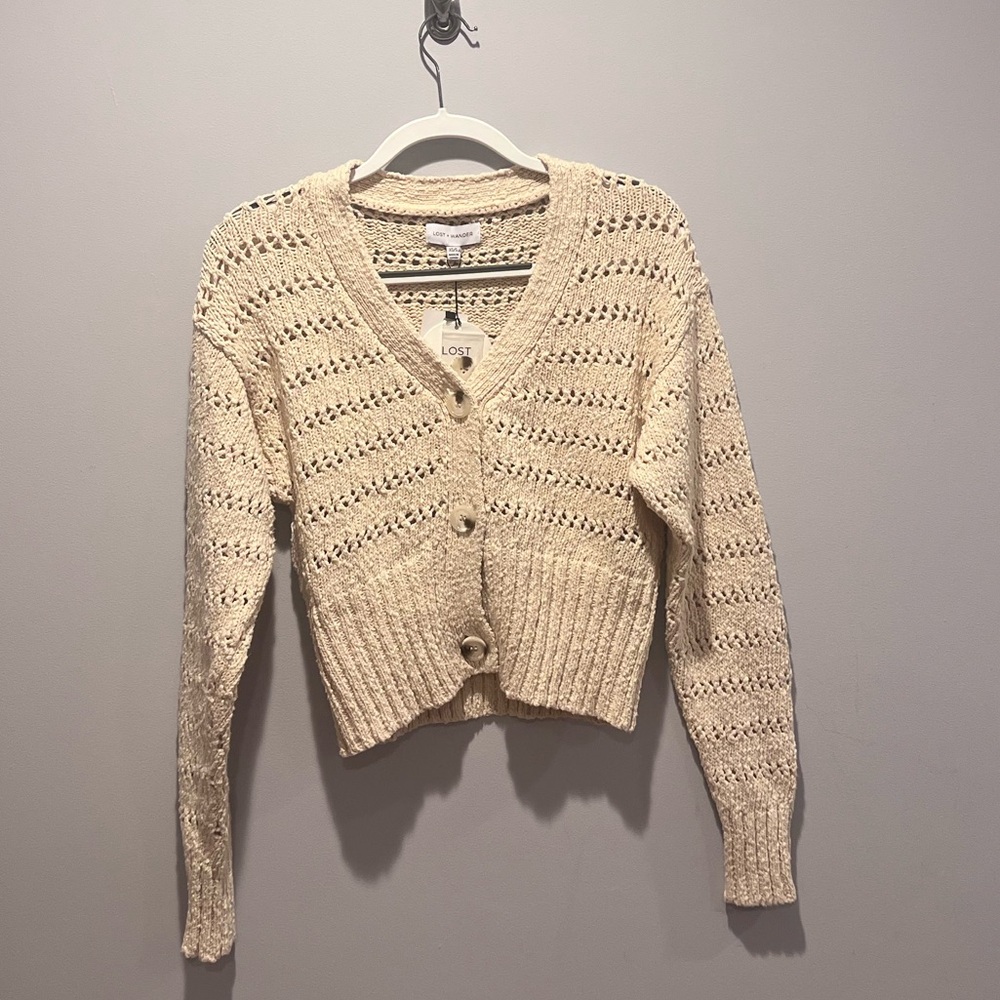 NWT - Lost + Wander - Crochet Cardigan in Tan